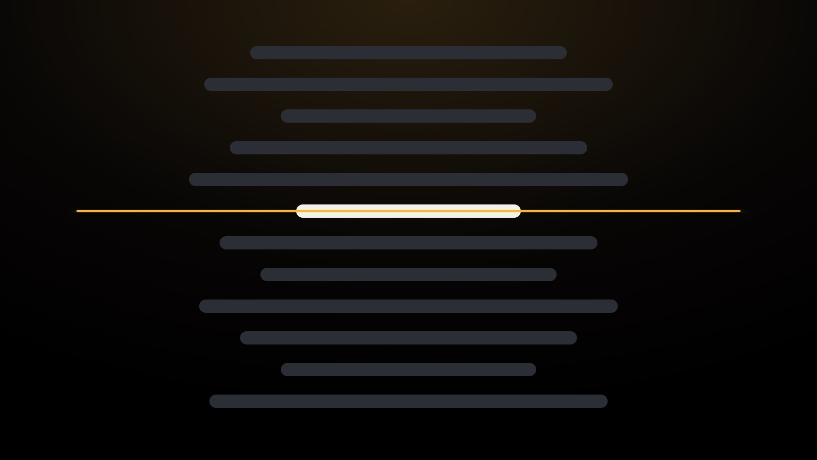 A lit teleprompter screen with a gold reading line across a short list of tips